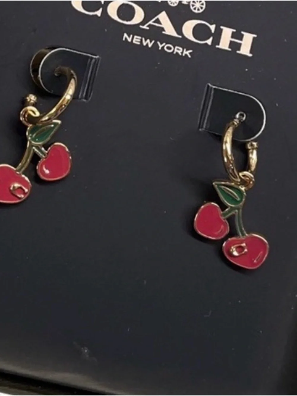 Coach Cherry Charm Huggie Earring NWT in the Box - Picture 2 of 4